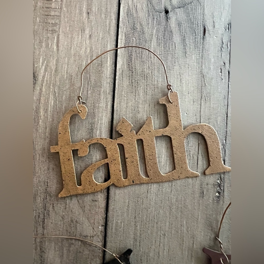 Metal Word Set of 6 Christmas Tree Ornaments - Picture 2 of 6